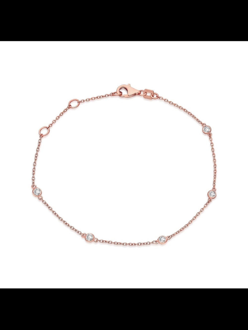 14K Rose Gold Natural Diamond Station Bracelet